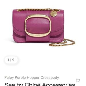 Pulpy Purple Hopper Crossbody
SEE by Chloe leather purse, chain shoulder strap